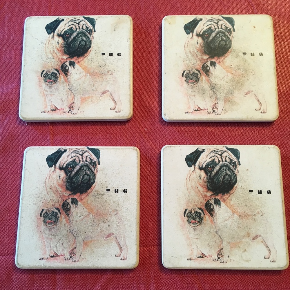 (Sold) Absorbent Stone Pug Coasters